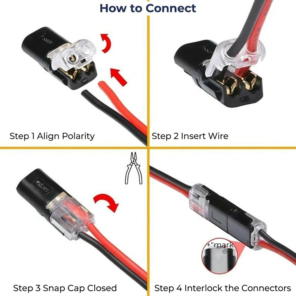 [20 Pieces] Quick Wire Connectors with Locking – 2-Pole Plug Connection
