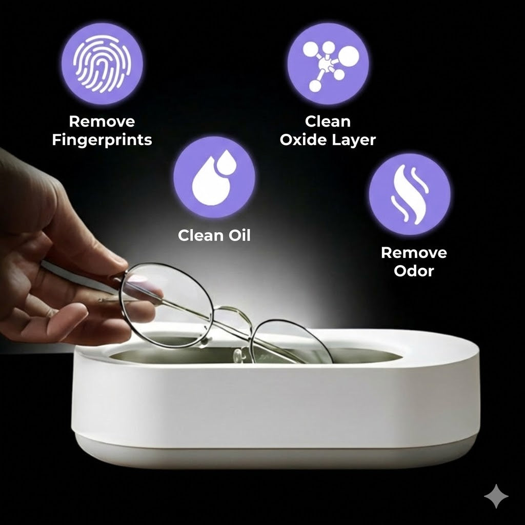 Clearzy™ Professional Ultrasonic Cleaner - 360° Deep Cleaning Bath for Jewelry, Glasses & Dentures