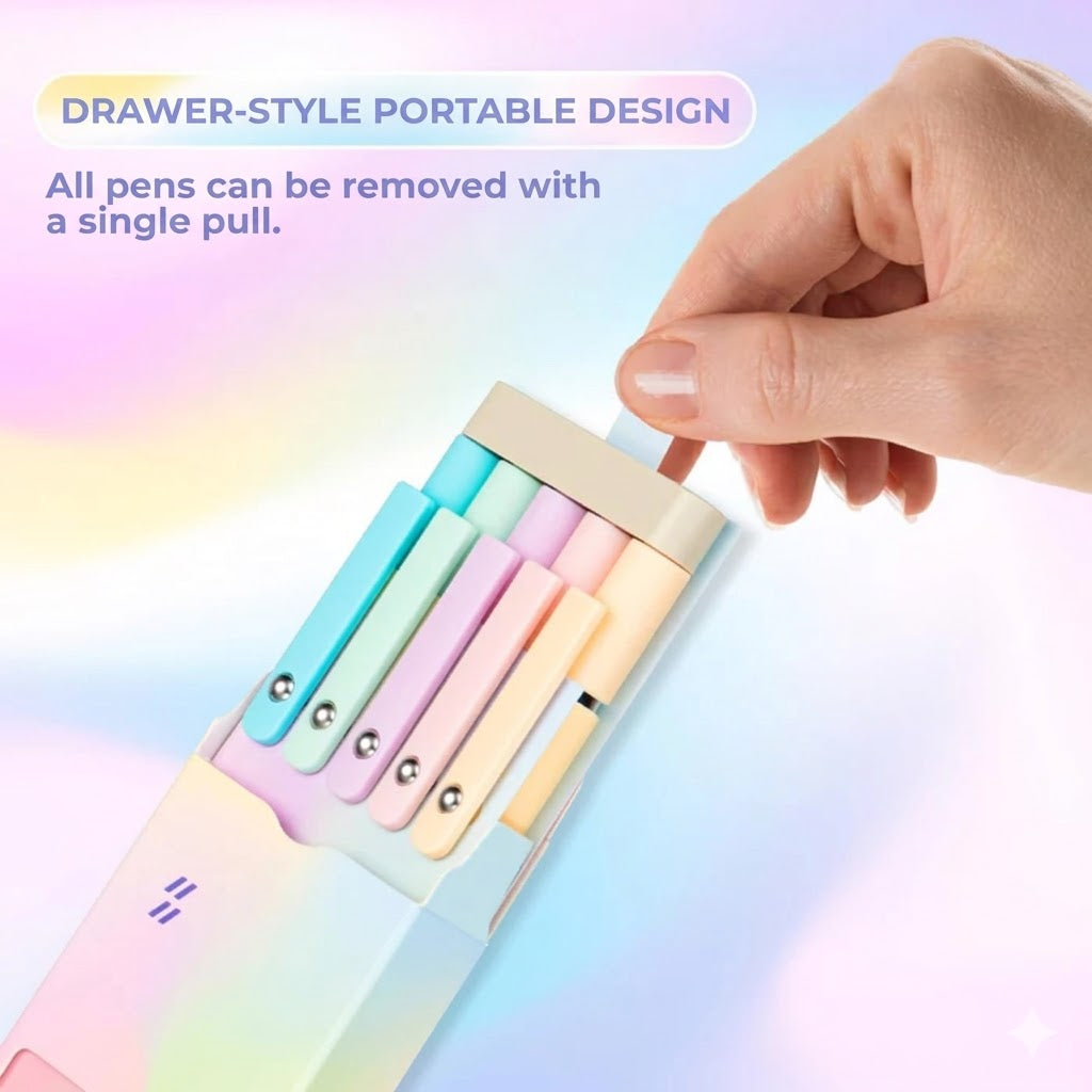 Luxury Gel Pen Set (5 pcs) - Aesthetic Gradient Design - 0.5 mm Quick-Drying Ink
