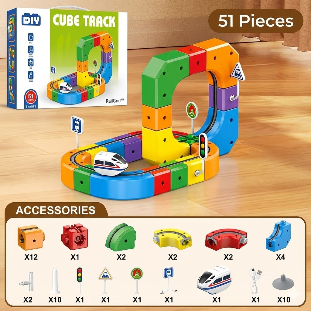 DIY Puzzle Train Track - Educational Block Set