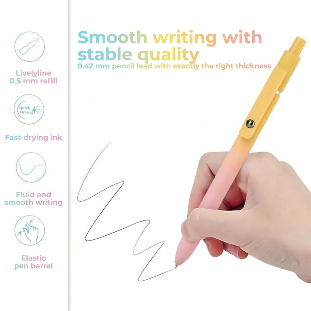 Luxury Gel Pen Set (5 pcs) - Aesthetic Gradient Design - 0.5 mm Quick-Drying Ink