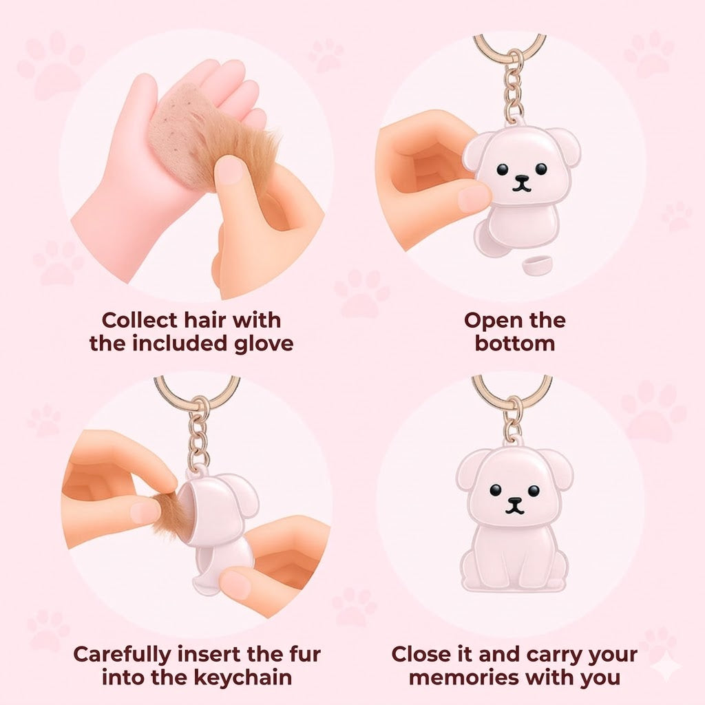 Snuzzle Personalized Pet Fur Keychain - Unique Memorial Keepsake for Dog & Cat