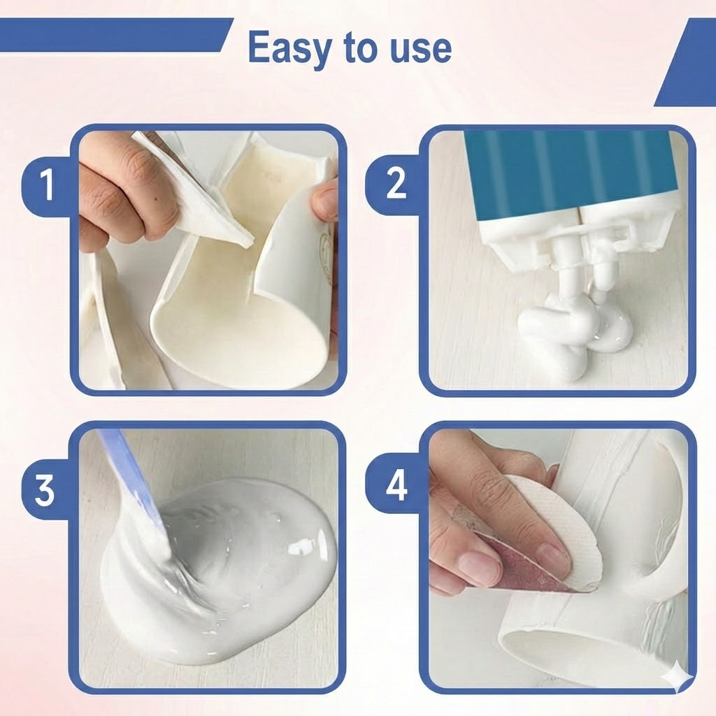 Porcelain & Ceramic Glue Clear – Water-resistant Repair Glue for Dinnerware & Vases