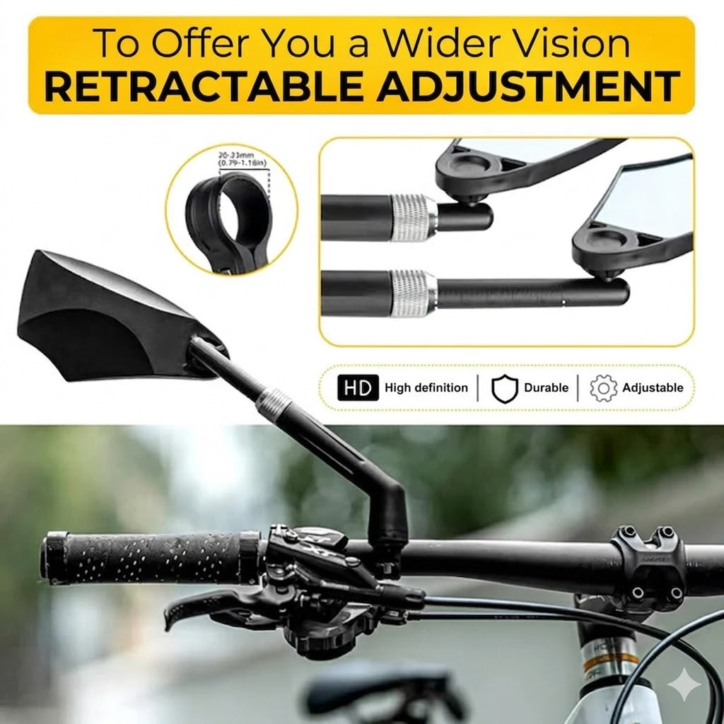Adjustable Bicycle Handlebar Mirror - 360 Degree View