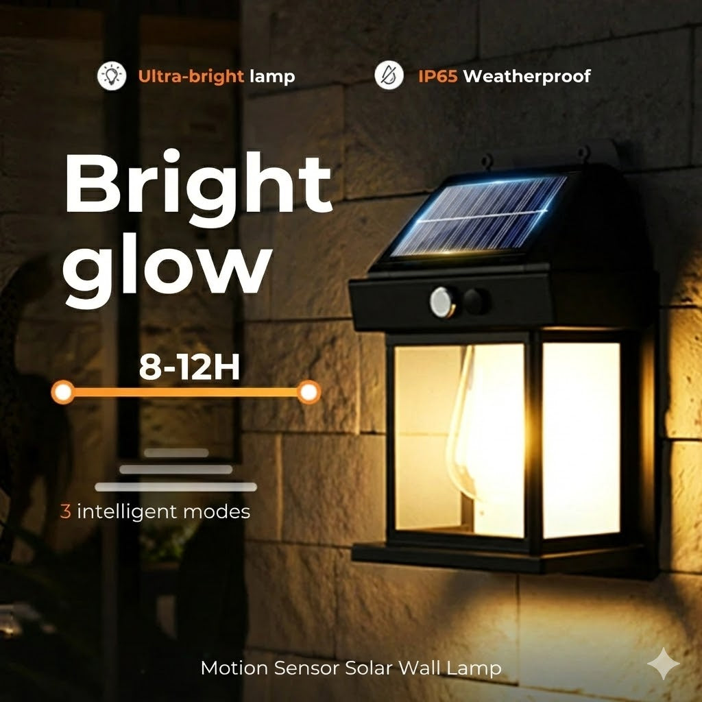 Solar Wall Light with Motion Sensor – Outdoor Solar Powered Lighting – Wireless & Waterproof (IP65)