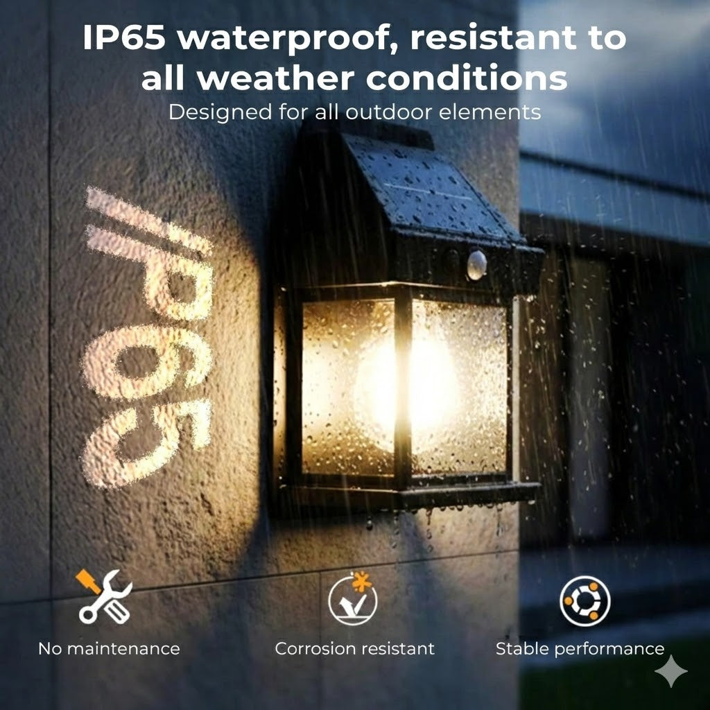 Solar Wall Light with Motion Sensor – Outdoor Solar Powered Lighting – Wireless & Waterproof (IP65)
