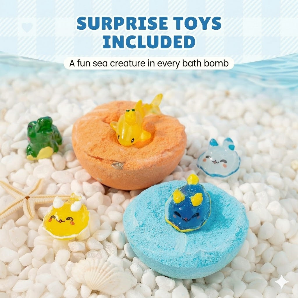 [12 Pcs] Magic Bath Bombs with Surprise - Sea Animal Toys Inside