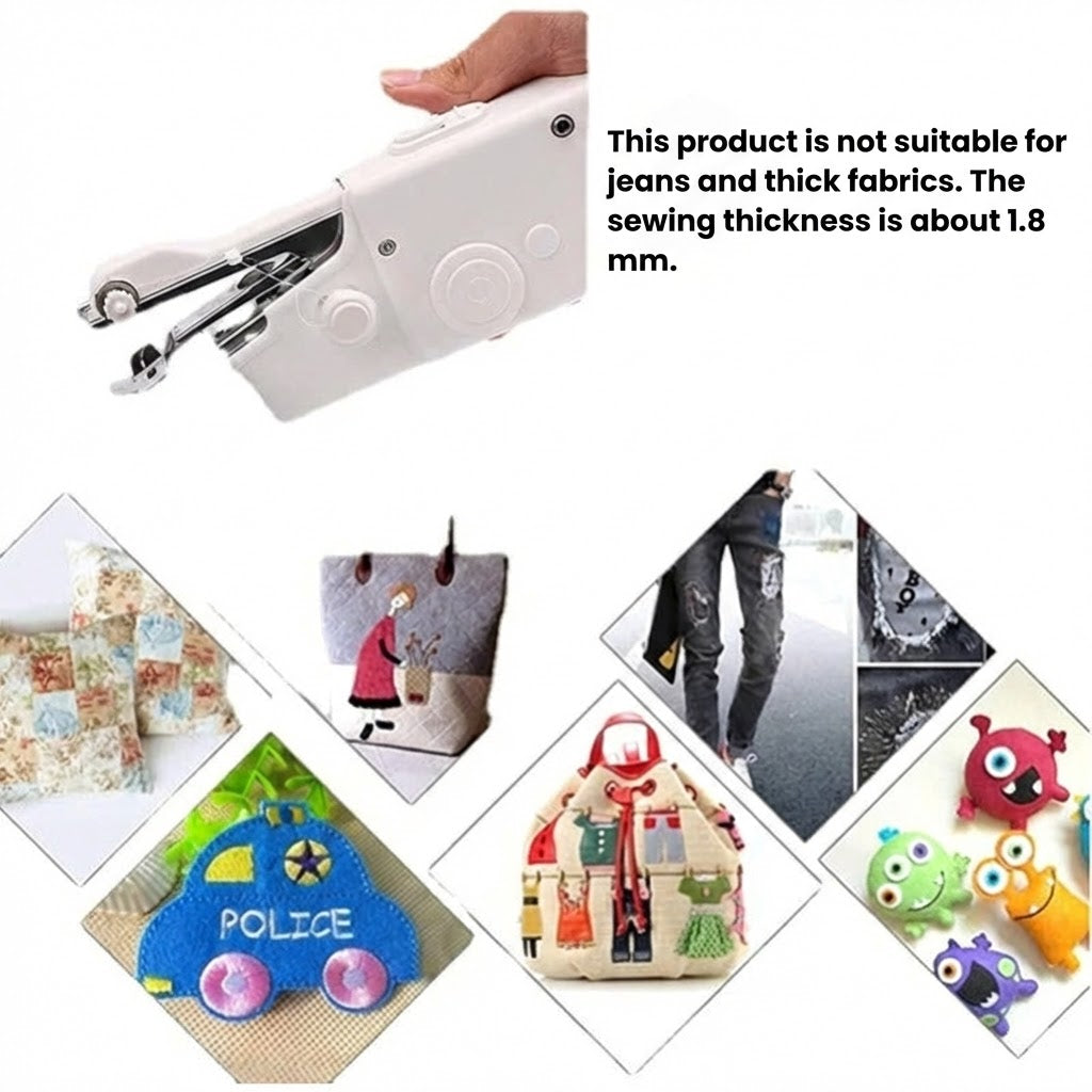 Mini Handheld Sewing Machine Set – Wireless & Portable – For Quick Repairs – Includes Accessories – White
