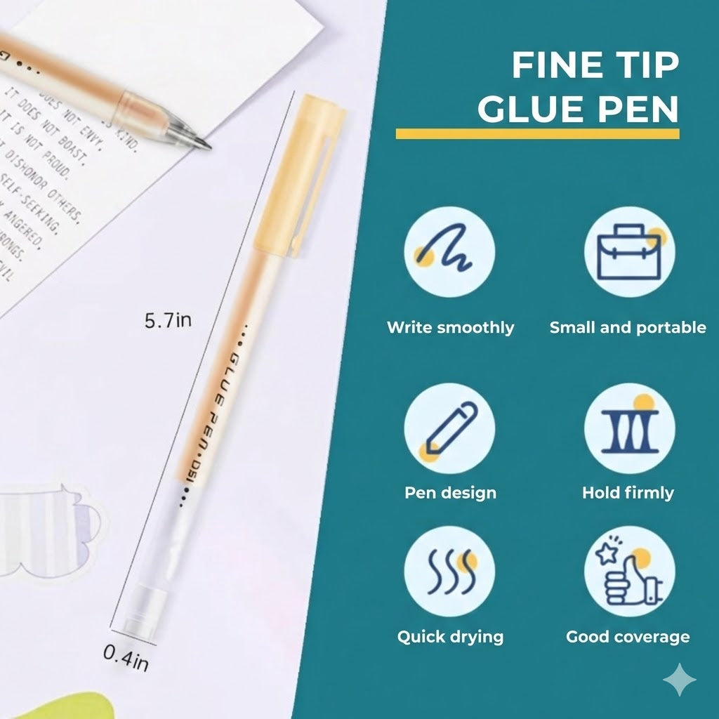 Fine Point Glue Pens - Precision Glue for Scrapbooking & Card Making (Set of 6)