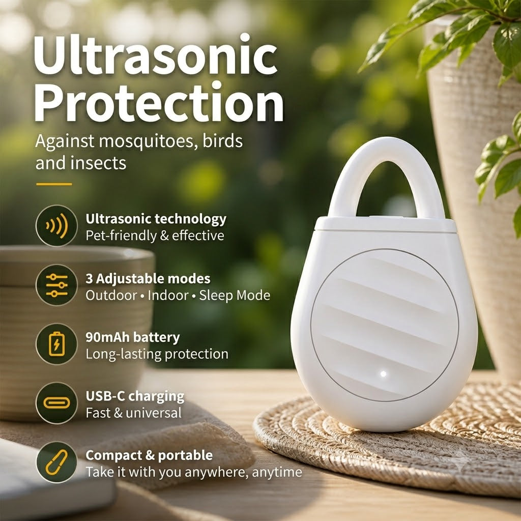 🐦 No More Birds, Pests & Grasshoppers! Portable Ultrasonic Bird Scarer Keychain