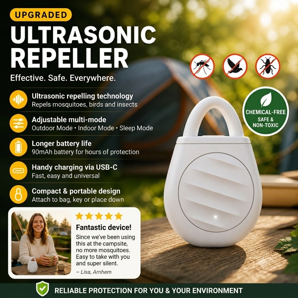 🐦 No More Birds, Pests & Grasshoppers! Portable Ultrasonic Bird Scarer Keychain